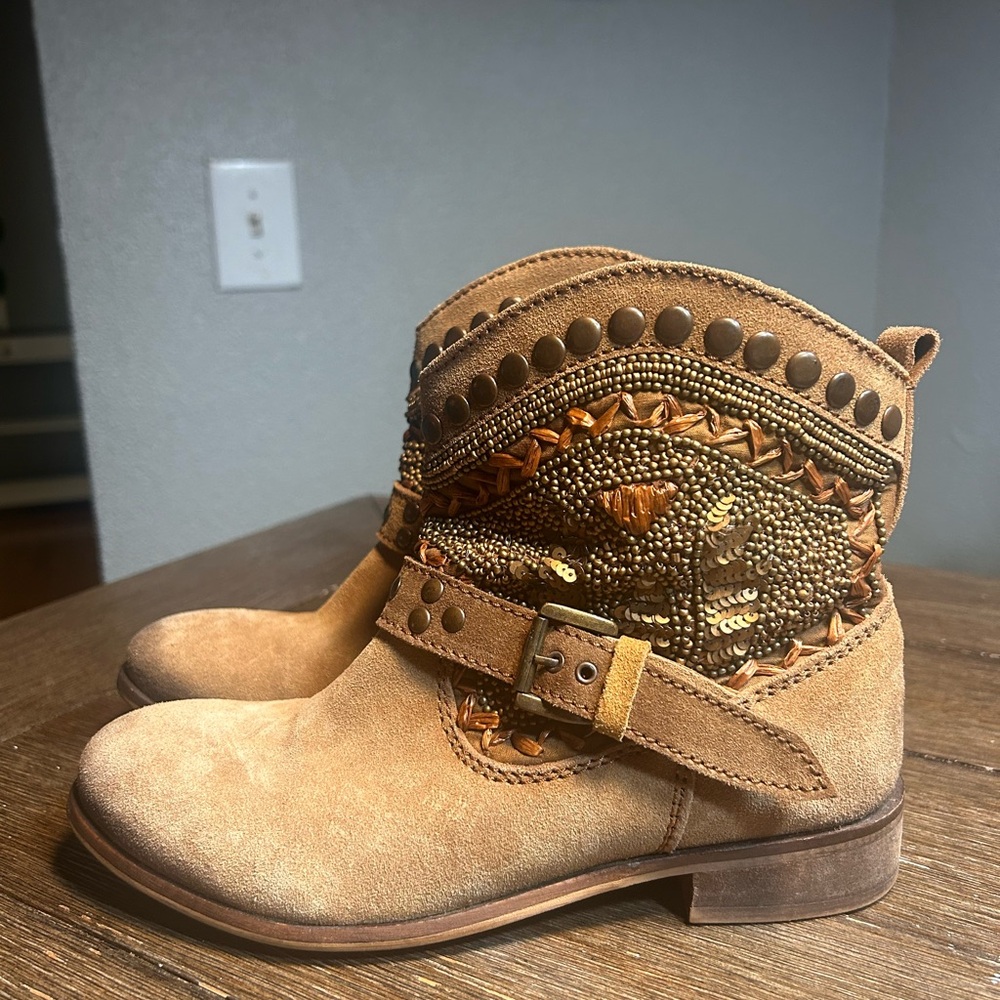Naughty Monkey Lysander suede leather embellished cowgirl booties size 6.5 - Picture 7 of 15